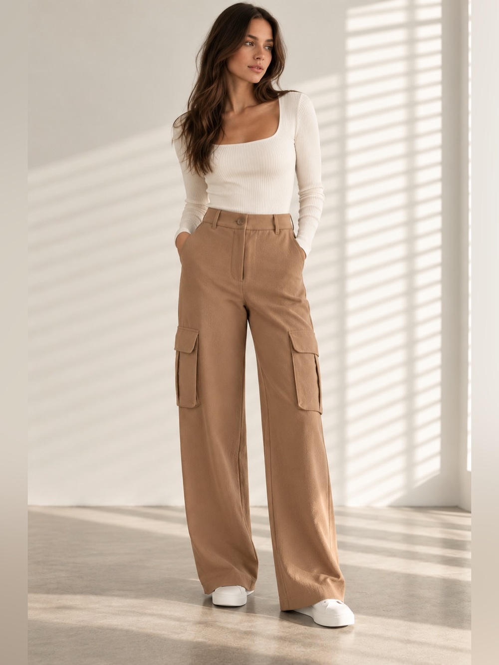 Aritzia Wilfred Bridger Cargo Pant Crepette Gold Caramel Tan